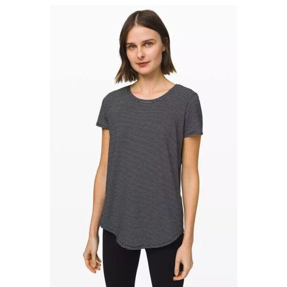 Lululemon Love Crew III Hype Stripe Black White Size 6